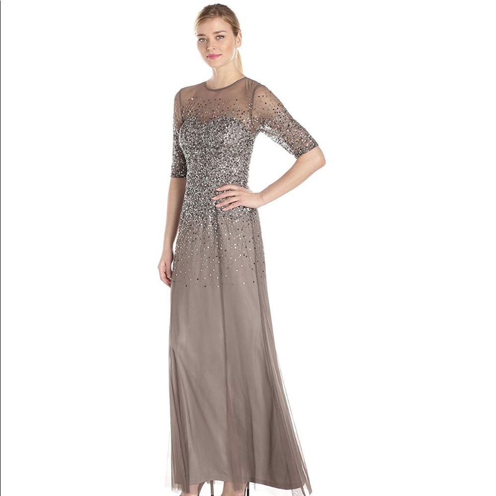 Adrianna Papell Beaded Illusion Dress size 12